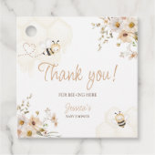 Floral Honey Bee Baby shower Dank u Bedankjes Labels (Voorkant)