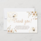 Floral Honey Bee Baby shower Dank u kaart (Voorkant)