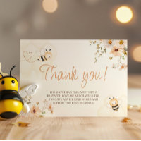 Floral Honey Bee Baby shower Dank u kaart