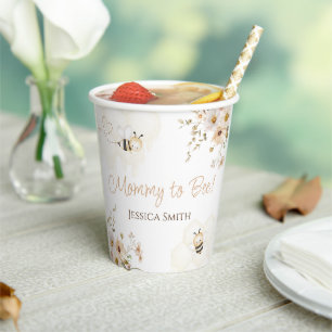 Floral Honey Bee Baby shower Papieren Bekers