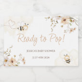 Floral Honey Bee Baby shower Sparkling Wijnetiket (Enkel label)