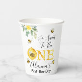 Floral Honey Bee First Bee Day Birthday Papieren Bekers (Achterkant)