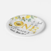 Floral Honey Bee First Bee Day Birthday Papieren Bordje (Gekanteld)