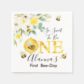 Floral Honey Bee First Bee Day Birthday Servet (Voorkant)