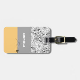 Floral Honey Bee Pattern Bagagelabel