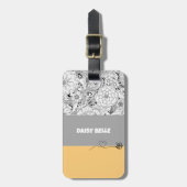 Floral Honey Bee Pattern Bagagelabel (Voorkant verticaal)