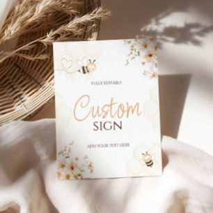 Floral Honey Bumble Bee Baby shower Aangepast bord Foto Afdruk