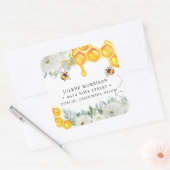 Floral Honeycomb | Terugkeeradreslabel voor hommel Vierkante Sticker (Envelop)