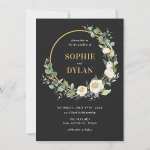 Floral Hoop bewerkbare kleur bruiloft uitnodiging
