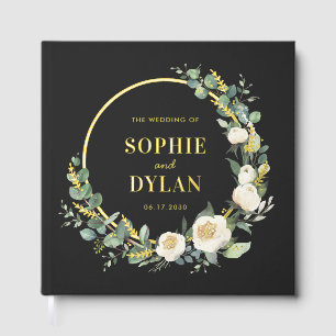 Floral Hoop Elegant Wedding Bewerkbare Kleur Gastenboek