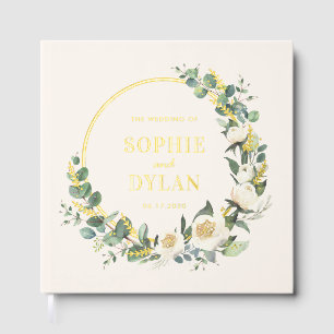 Floral Hoop Elegant Wedding Bewerkbare Kleur Gastenboek