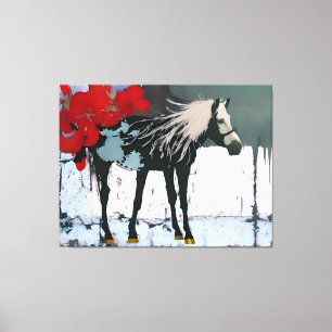 Floral Horse Canvas Afdruk