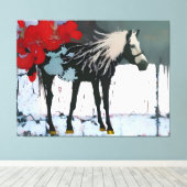 Floral Horse Canvas Afdruk (Insitu (Houten vloer))