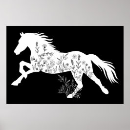Floral Horse Dierenvriend Poster