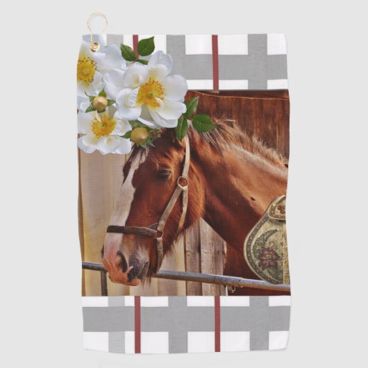 Floral Horse Golf Towel Golfhanddoek (Voorkant)
