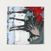 Floral Horse Tapestry Wandkleed (Voorkant (horizontaal))