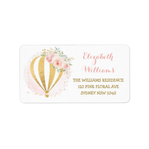 Floral Hot Air Ballon Adventure Return Address Etiket
