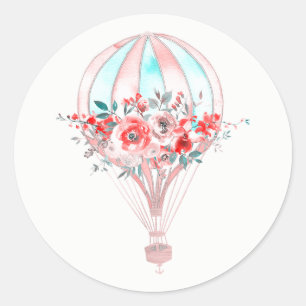 Floral Hot Air Ballon Pasen Brunch Spring Party Ronde Sticker