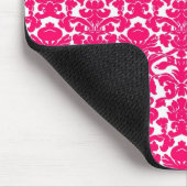   Floral Hot Pink Damask Mousepad Muismat (Hoek)