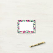 Floral Hot Pink Patroon Post-it® Notes (Op bureau)
