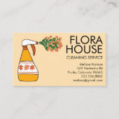 Floral House Cleaning Service Spray Bottle Retro Visitekaartje (Voorkant)
