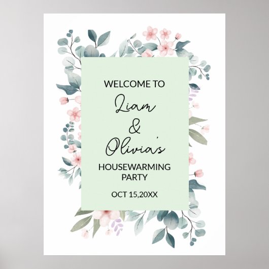 Floral Housewarming Party Entree Welkom Poster (Voorkant)