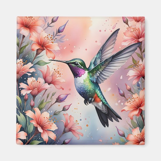 floral hummingbird magnet (Devant)