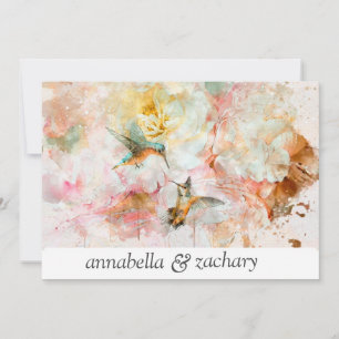 *~* Floral Hummingbird PHOTO QR RSVP AR26 WEDDING Kaart