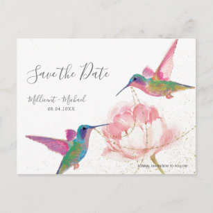 Floral Hummingbird Save the Date Briefkaart