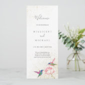 Floral Hummingbirds Rainbow Gold Wedding Programme (Debout devant)