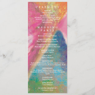 Floral Hummingbirds Rainbow Gold Wedding Programme