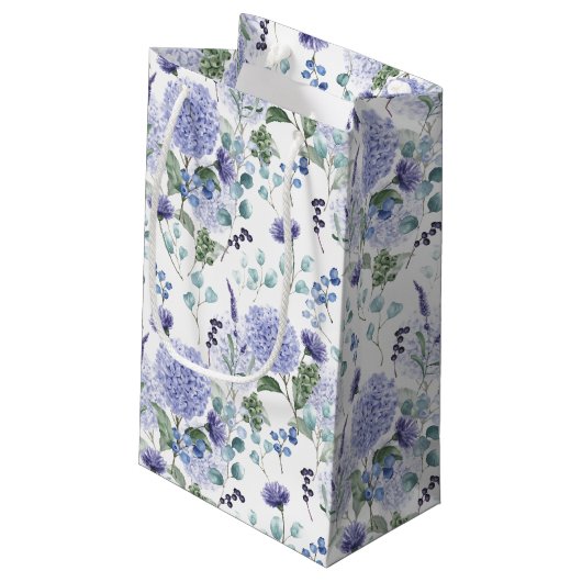 Floral Hydrangea Gift Bag Klein Cadeauzakje (Achterkant Gekanteld)
