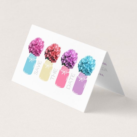 Floral Hydrangea Mason Jarres Enregistrer La Carte (Devant)