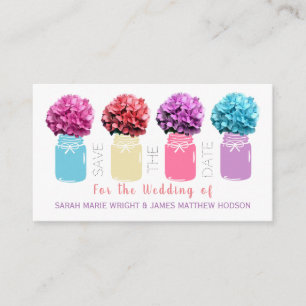 Floral Hydrangea Mason Jars, behalve de datum Informatiekaartje