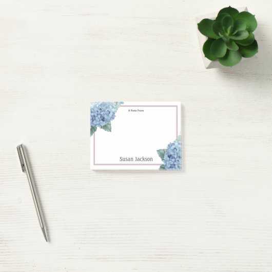 Floral Hydrangea Pink and Blue Personalized Post-it® Notes (Kantoor)