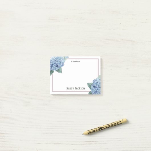 Floral Hydrangea Pink and Blue Personalized Post-it® Notes (Op bureau)