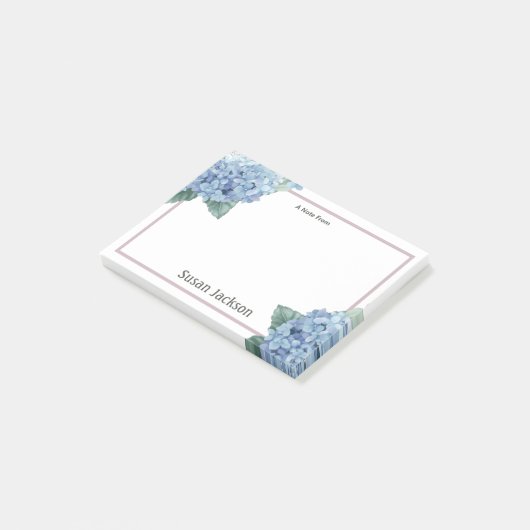 Floral Hydrangea Pink and Blue Personalized Post-it® Notes (Schuin)
