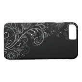 Floral i iPhone 7 hoesje zwart-wit (Achterkant (Horizontaal))
