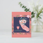  Floral I Love California State Map Briefkaart (Staand voorkant)