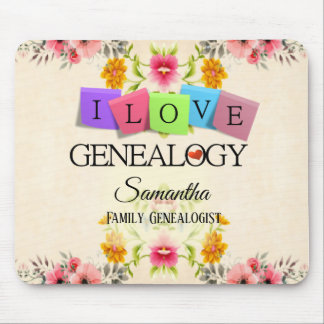 Floral I love Genealogy Mousepad Muismat