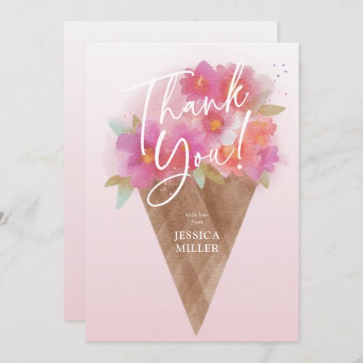 Floral Ice Cone Flat Dank u kaart (Voorkant / Achterkant)