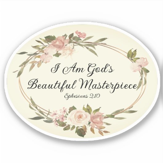  Floral Ik ben Gods sterstuk Christelijk Sticker (Voorkant)
