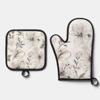 Floral Illustration Ovenwant & Pannenlap Set
