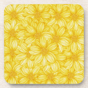 Floral Illustrative Yellow Print Onderzetter