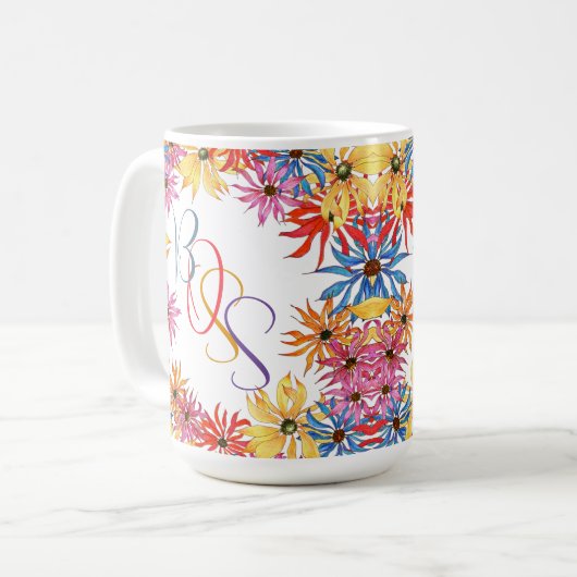 Floral Illustré Personalized Bosses Mug (Devant gauche)