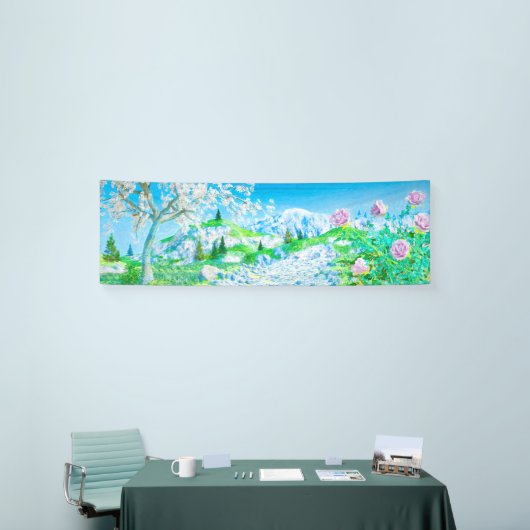 Floral in het berglandschap spandoek (Beurs)