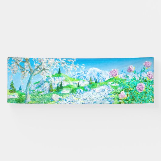 Floral in het berglandschap spandoek (Horizontaal)