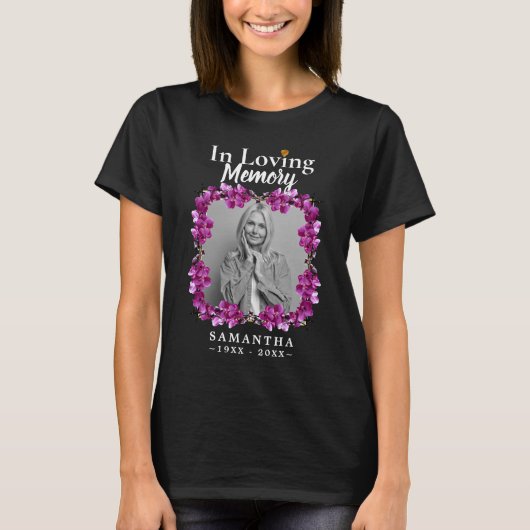 Floral in Loving Memory Foto verlies moeder T-Shi T-shirt (Voorkant)