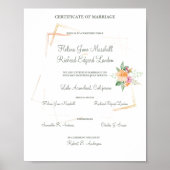 Floral in Peach Wedding Certified Souvenir Poster (Voorkant)