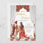 Floral India Rokka Mariage cérémonie Invitation (Devant)